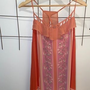 Lauren Conrad dress tunic 12 L NWT peach flowers